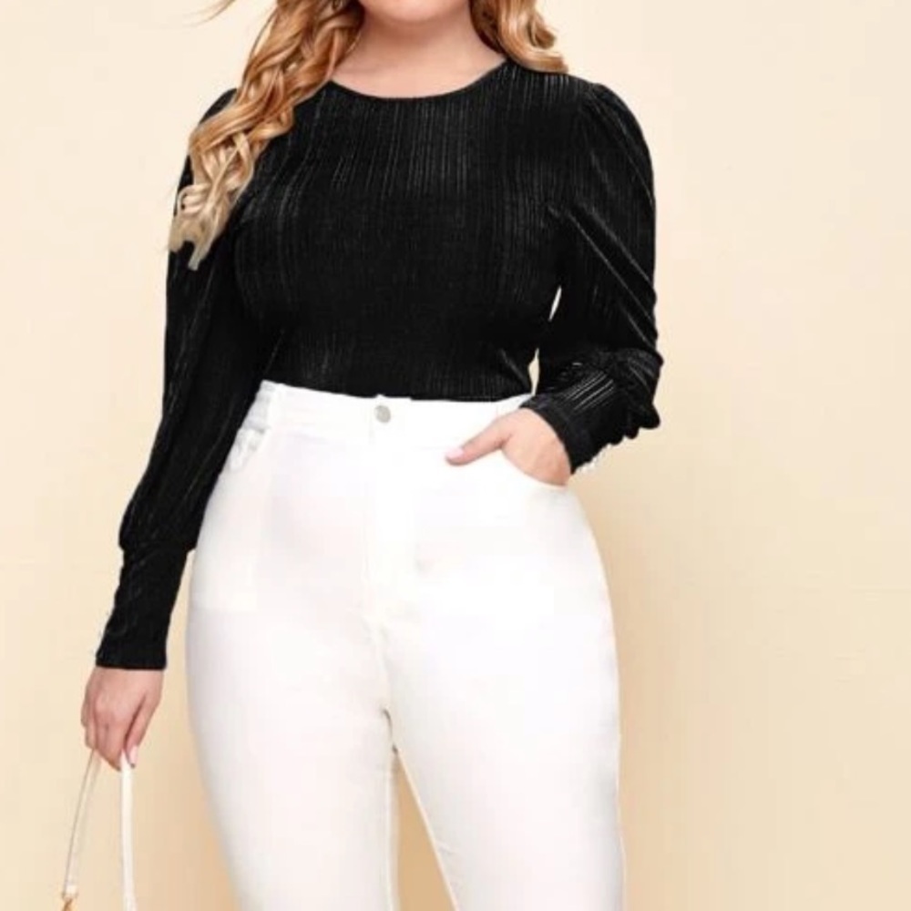 Button sleeve ribbed long sleeve